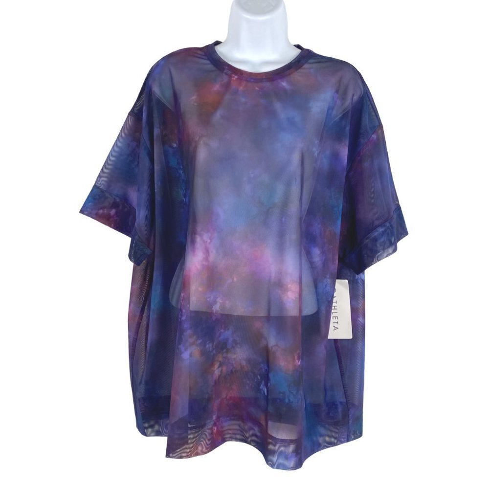 Athleta Mesh Oversized Print Tee‎ Shirt Medium Short Sleeve Relaxed NWT AT-1816